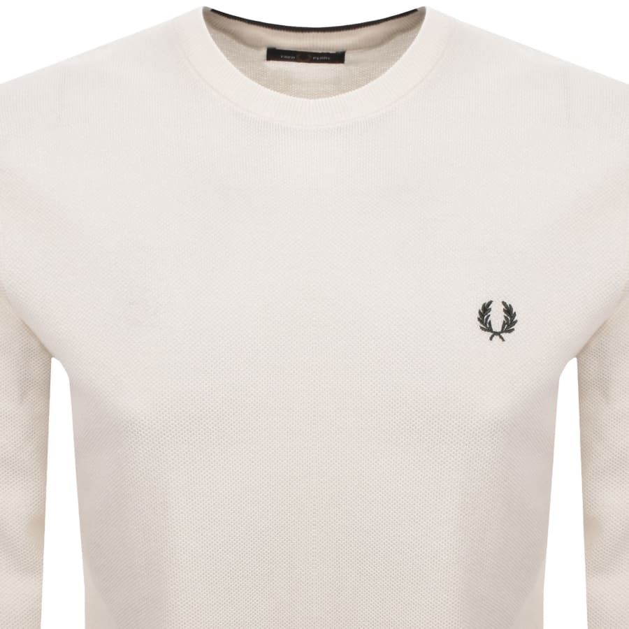 Image number 2 for Fred Perry Pique Stitch Jumper Cream