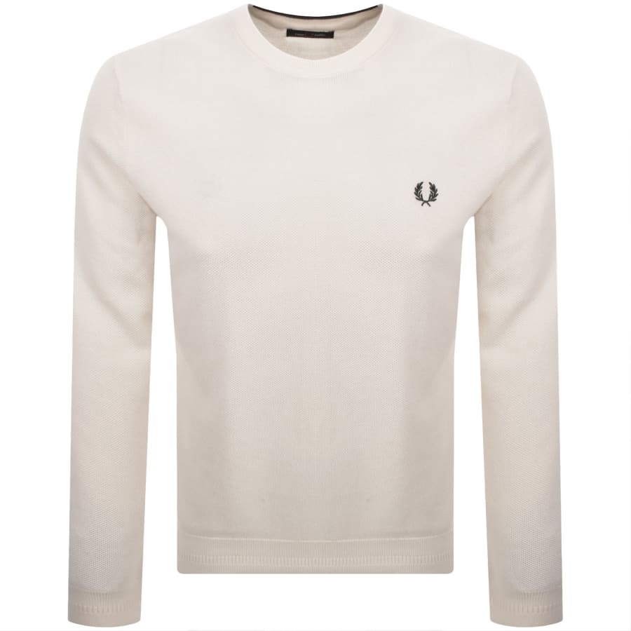 Image number 1 for Fred Perry Pique Stitch Jumper Cream