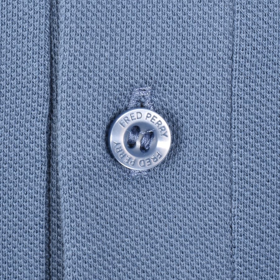 Image number 4 for Fred Perry Long Sleeved Polo T Shirt Blue