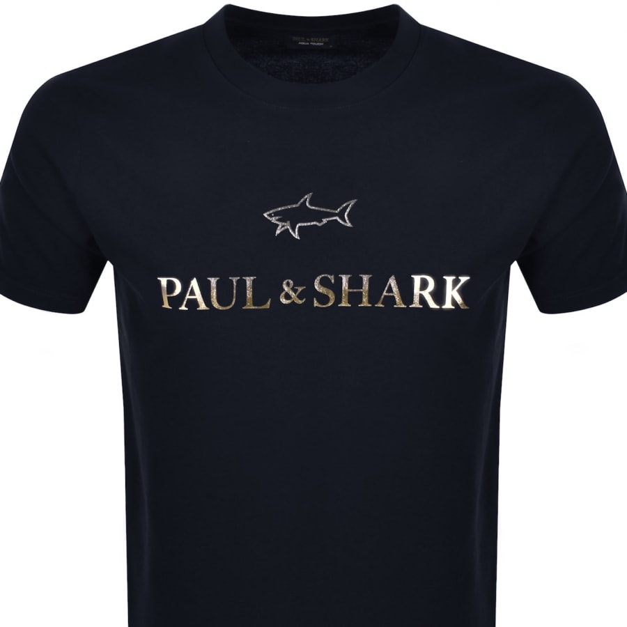 Image number 2 for Paul And Shark Printed Logo T Shirt Navy