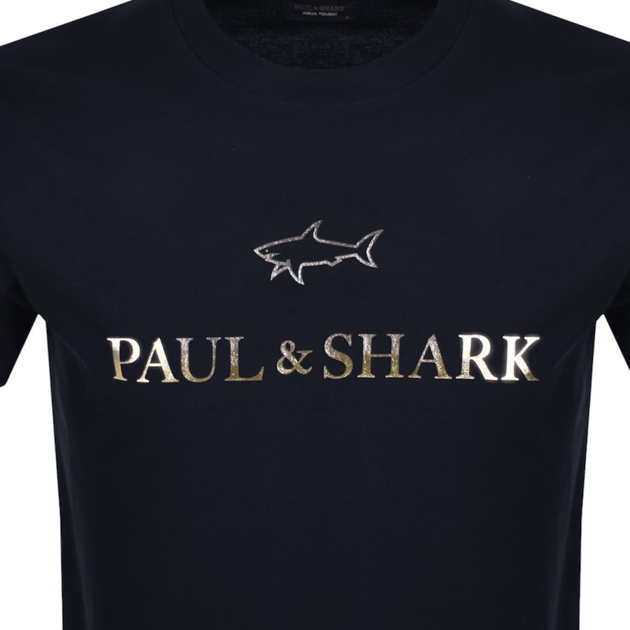 Image number 3 for Paul And Shark Printed Logo T Shirt Navy