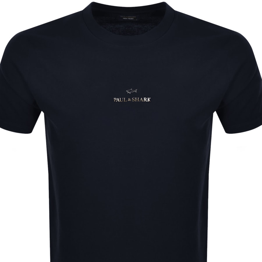 Image number 2 for Paul And Shark Printed Logo T Shirt Navy