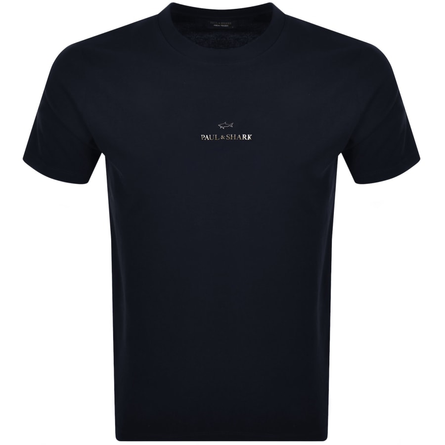 Image number 1 for Paul And Shark Printed Logo T Shirt Navy
