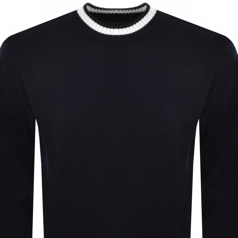 Image number 3 for Paul And Shark Moon Badge Knit Jumper Navy