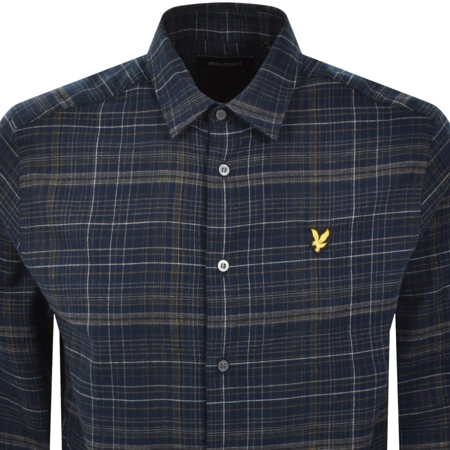 Image number 2 for Lyle And Scott Flannel Long Sleeve Shirt Navy