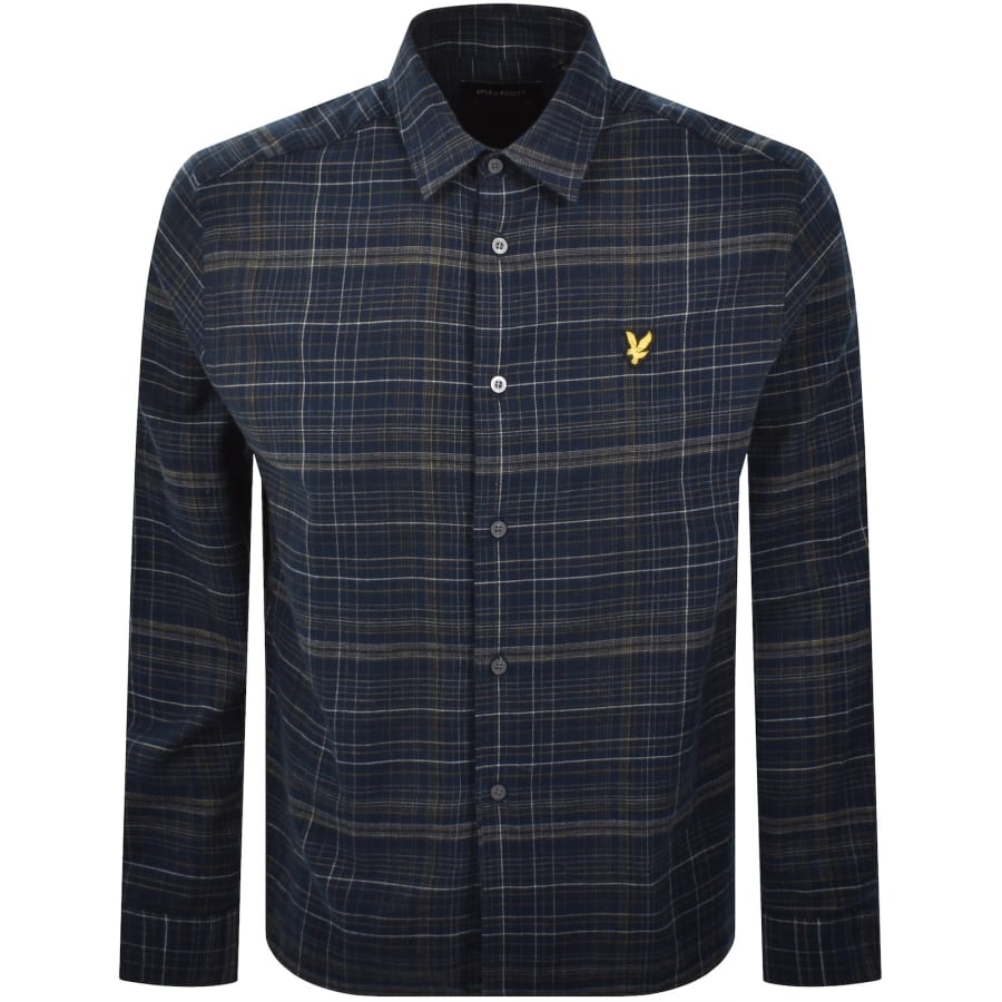 Image number 1 for Lyle And Scott Flannel Long Sleeve Shirt Navy