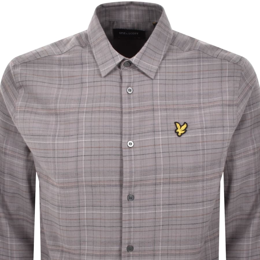 Image number 2 for Lyle And Scott Flannel Long Sleeve Shirt Grey