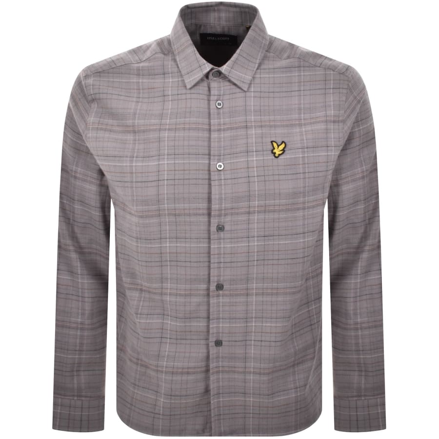 Image number 1 for Lyle And Scott Flannel Long Sleeve Shirt Grey