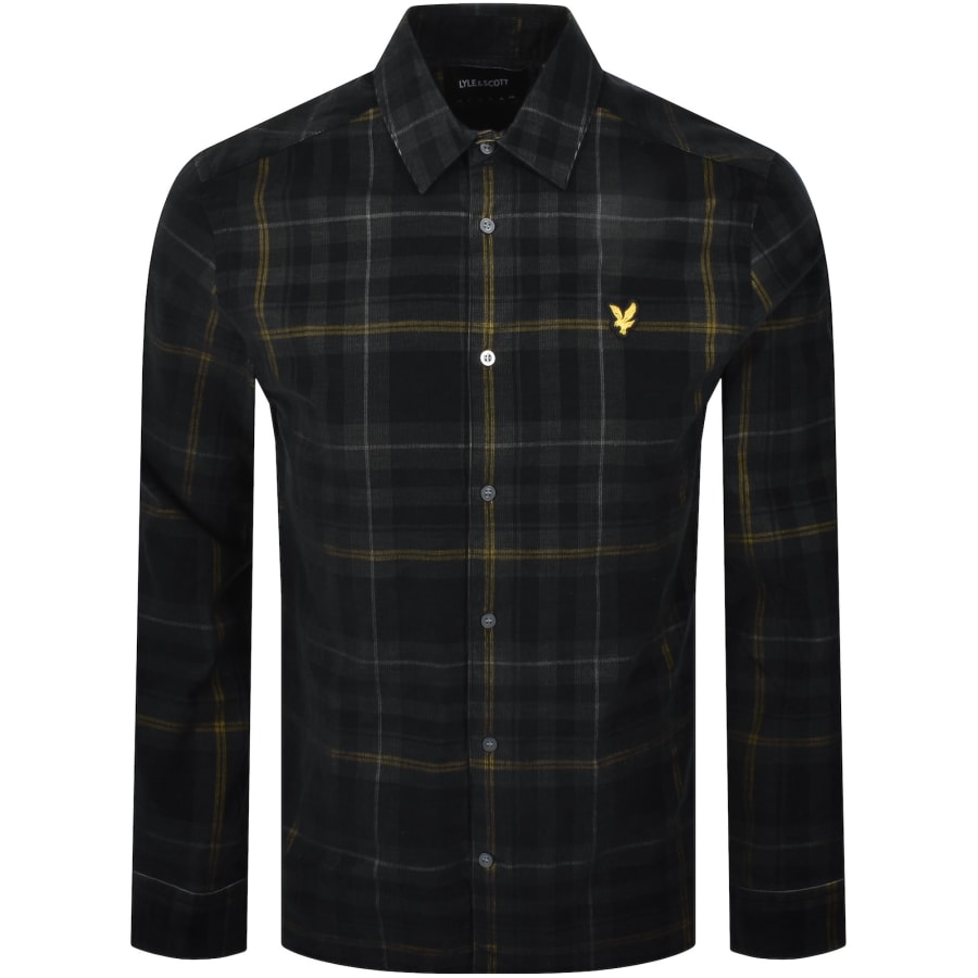 Image number 1 for Lyle And Scott Tartan Cord Long Sleeve Shirt Black
