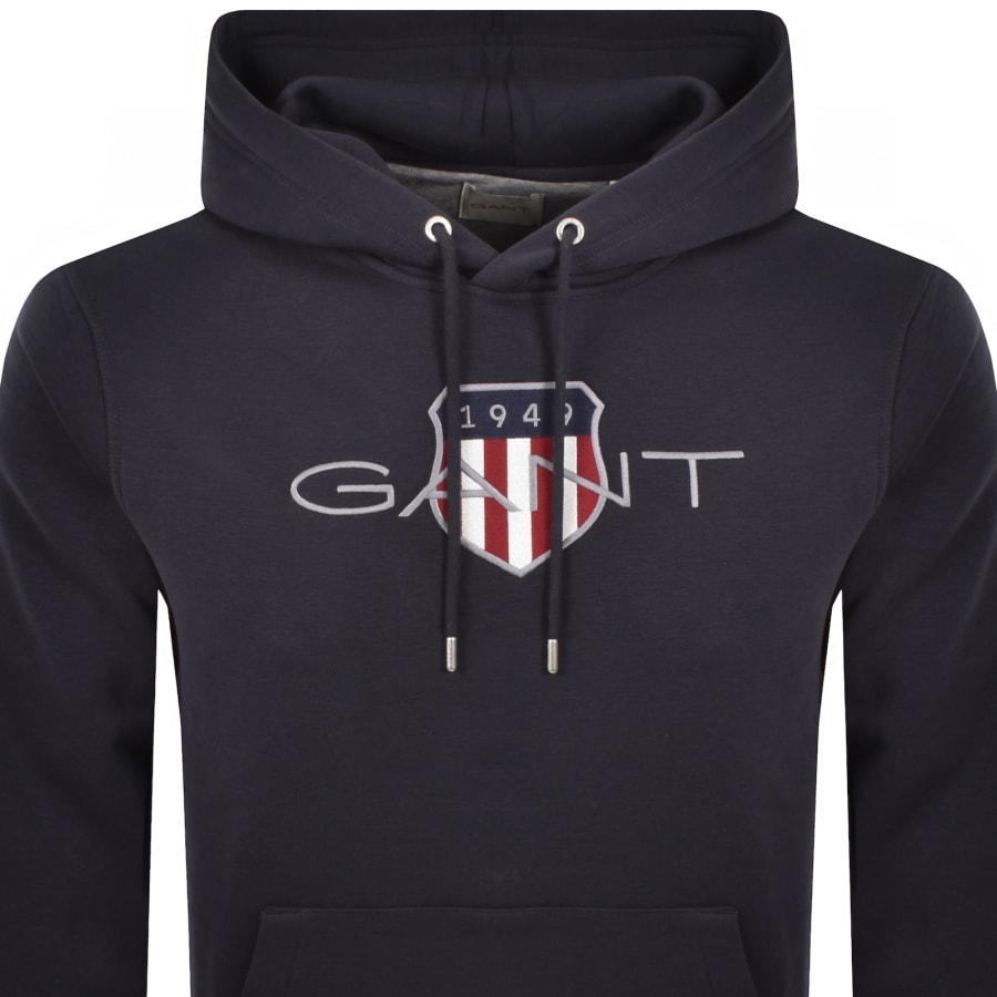 Image number 2 for Gant Logo Hoodie Navy