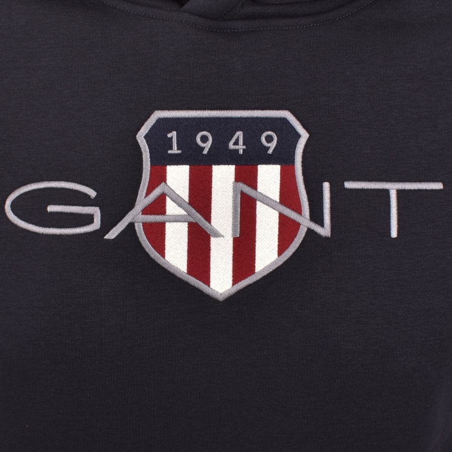 Image number 3 for Gant Logo Hoodie Navy