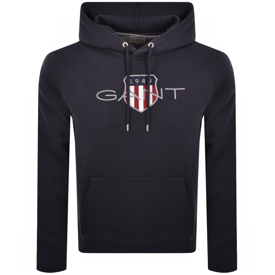 Image number 1 for Gant Logo Hoodie Navy