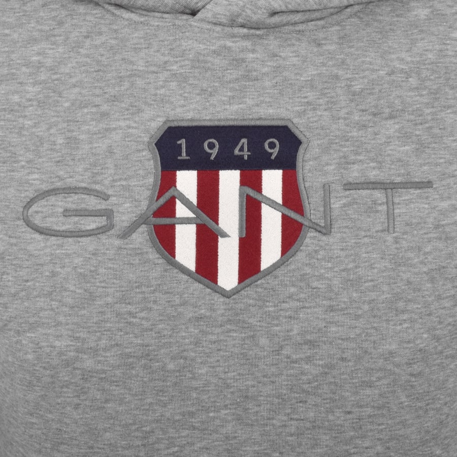 Image number 3 for Gant Logo Hoodie Grey
