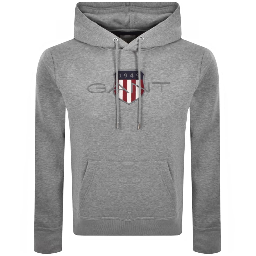 Image number 1 for Gant Logo Hoodie Grey