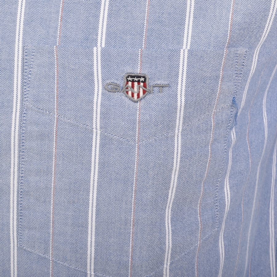Image number 3 for Gant Long Sleeved Oxford Stripe Shirt Blue
