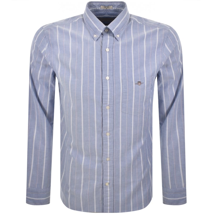 Image number 1 for Gant Long Sleeved Oxford Stripe Shirt Blue