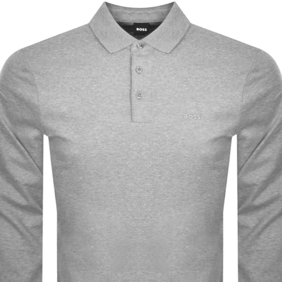 Image number 2 for BOSS Pado 30 Long Sleeved Polo T Shirt Grey