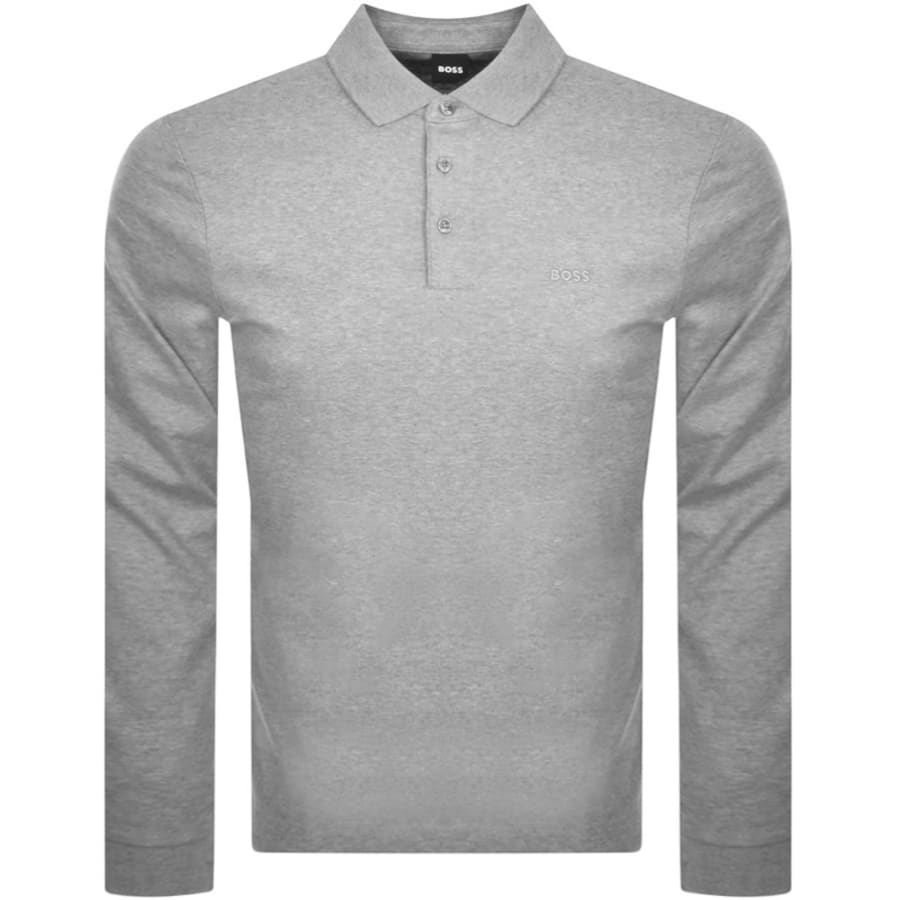 Image number 1 for BOSS Pado 30 Long Sleeved Polo T Shirt Grey