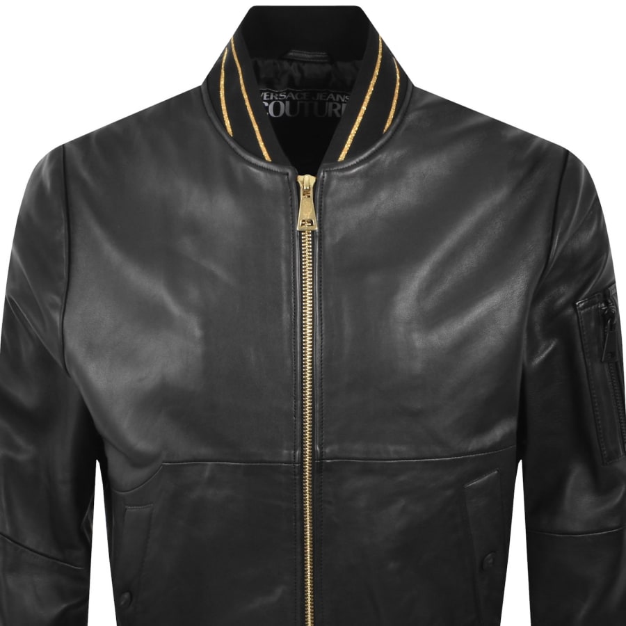 Image number 2 for Versace Jeans Couture Leather Jacket Black