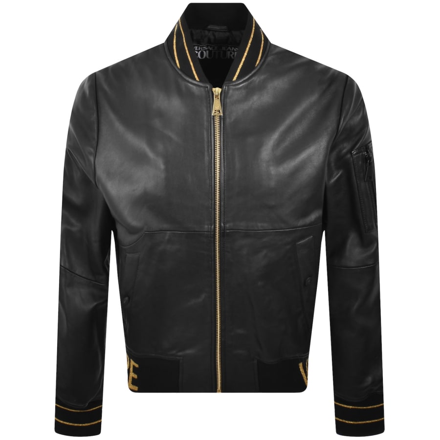 Image number 1 for Versace Jeans Couture Leather Jacket Black