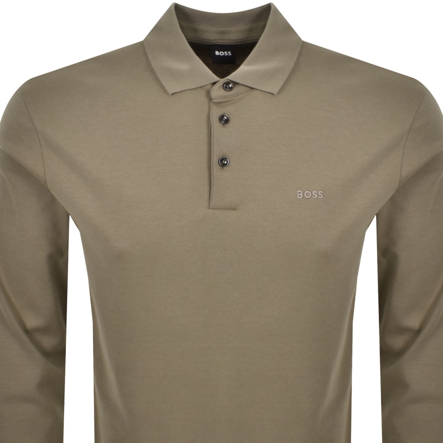 Image number 2 for BOSS Pado 30 Long Sleeved Polo T Shirt Brown