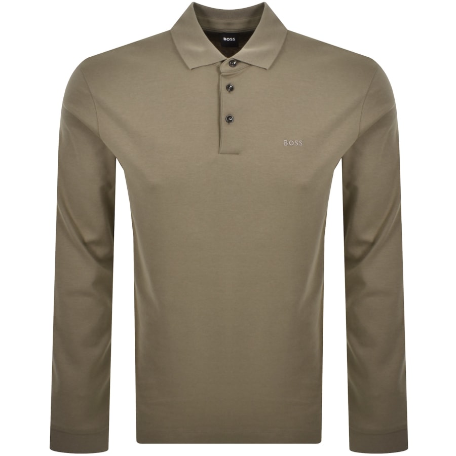 Image number 1 for BOSS Pado 30 Long Sleeved Polo T Shirt Brown