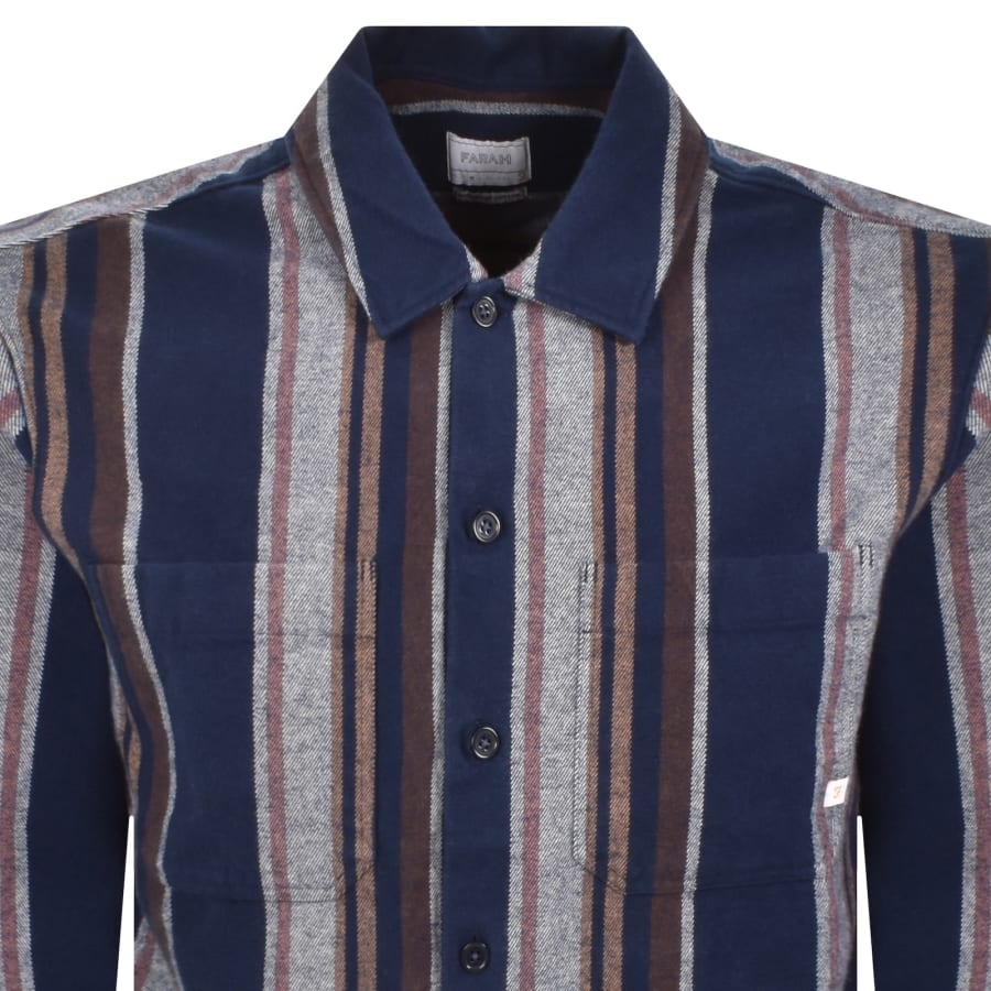 Image number 2 for Farah Joshua Stripe Shirt Blue