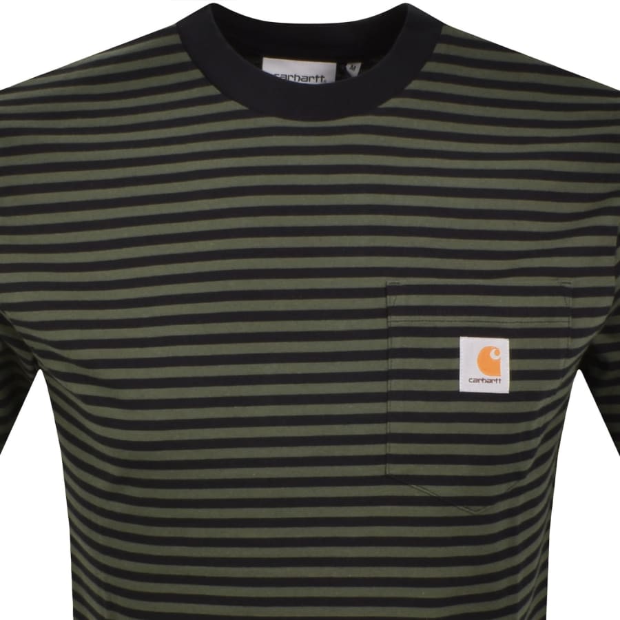 Image number 2 for Carhartt WIP Verner Stripe Pocket T Shirt Green