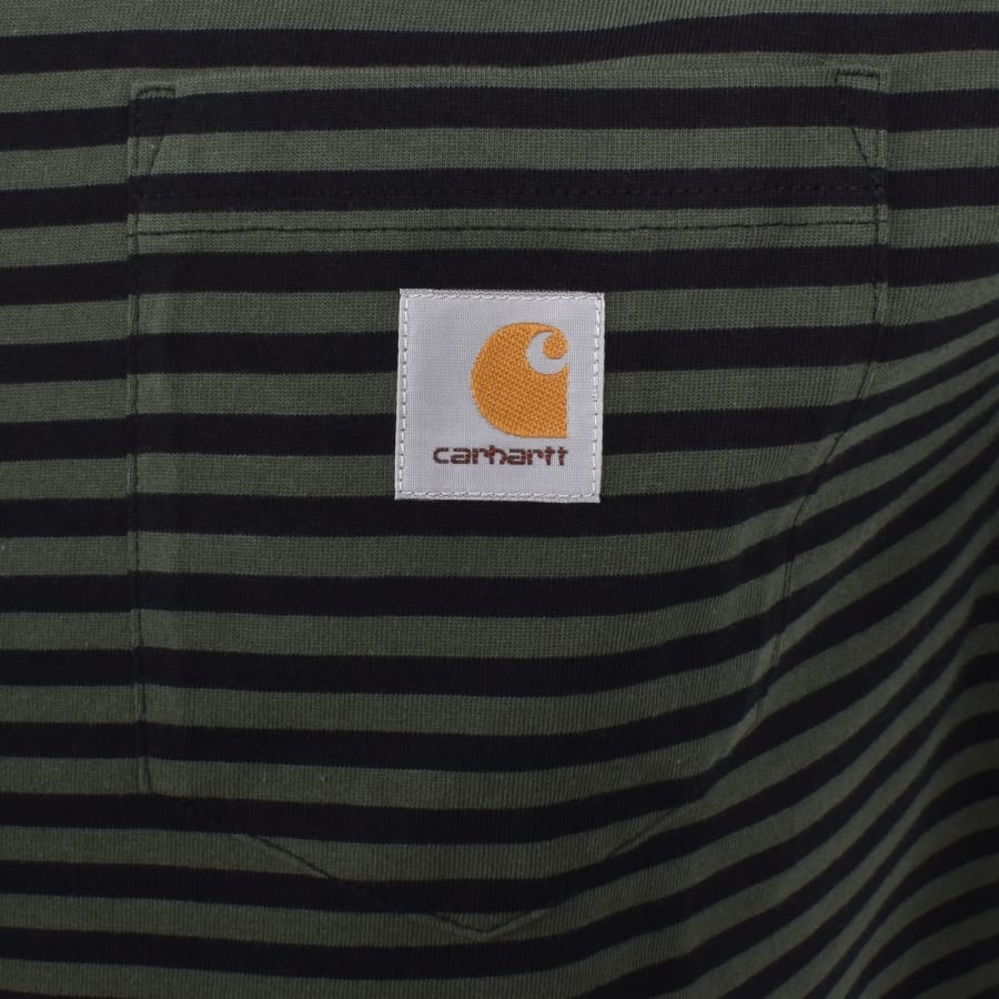 Image number 3 for Carhartt WIP Verner Stripe Pocket T Shirt Green
