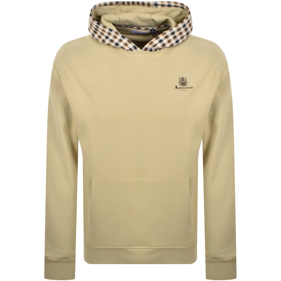 Image number 1 for Aquascutum Active Check Hoodie Fleece Beige