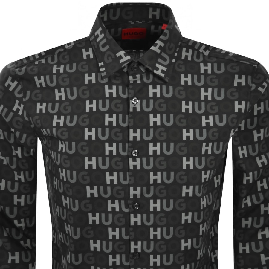Image number 2 for HUGO Long Sleeved Ermo Shirt Black