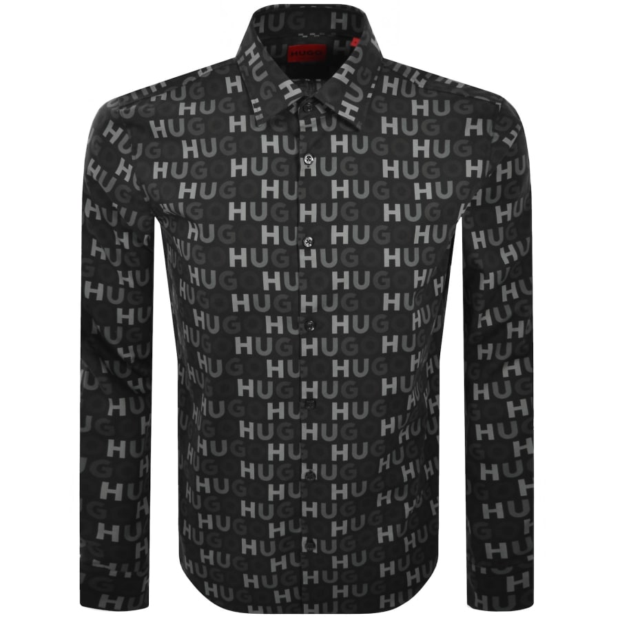Image number 1 for HUGO Long Sleeved Ermo Shirt Black