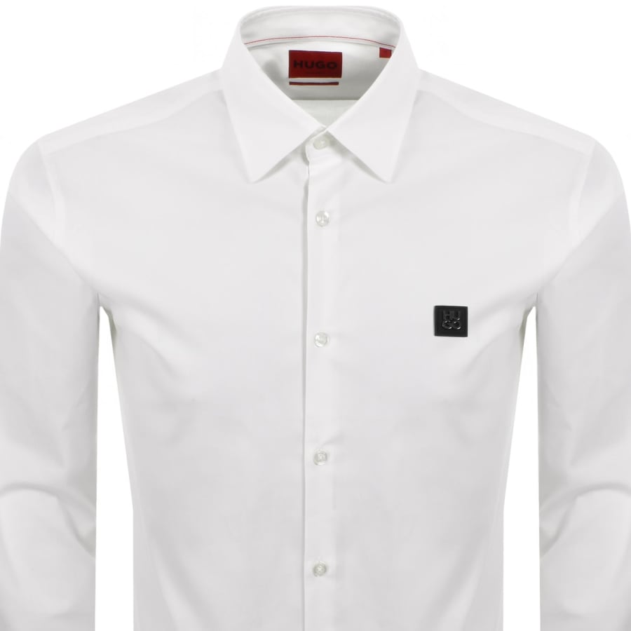 Image number 2 for HUGO Long Sleeved Ermo Shirt White