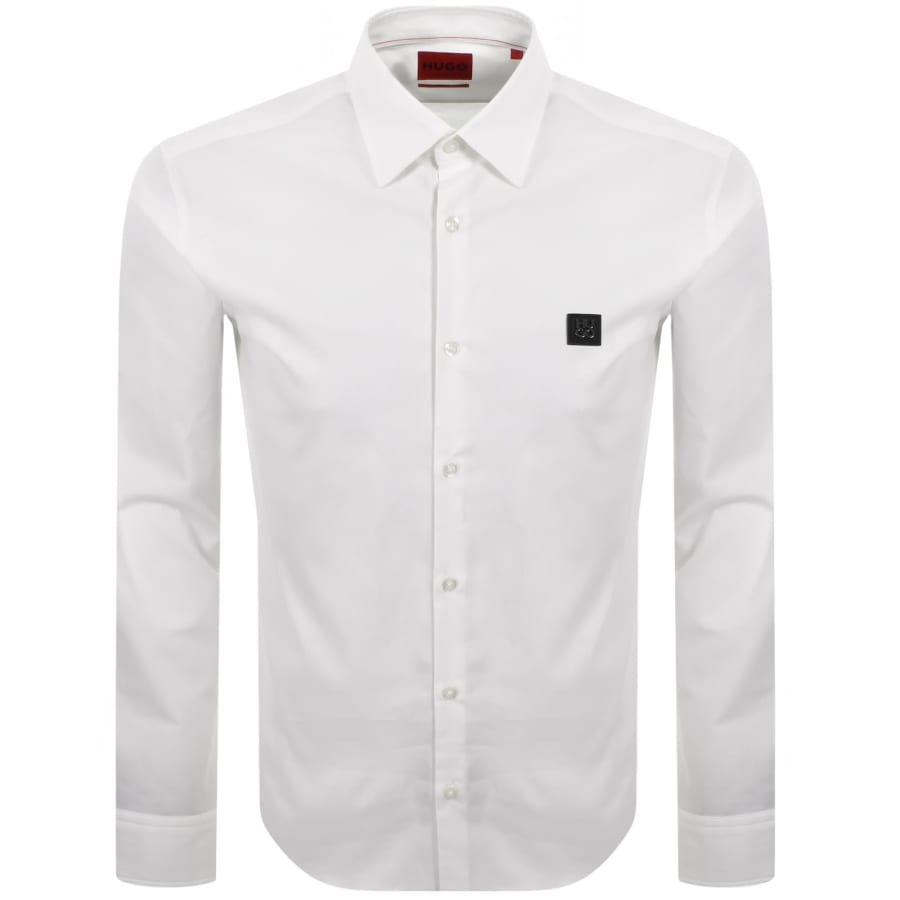 Image number 1 for HUGO Long Sleeved Ermo Shirt White