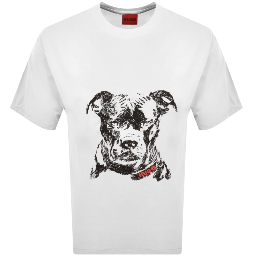 Image number 1 for HUGO Dubrox Dog Artwork T Shirt White