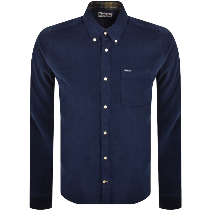 Image number 1 for Barbour Long Sleeved Corduroy Shirt Navy