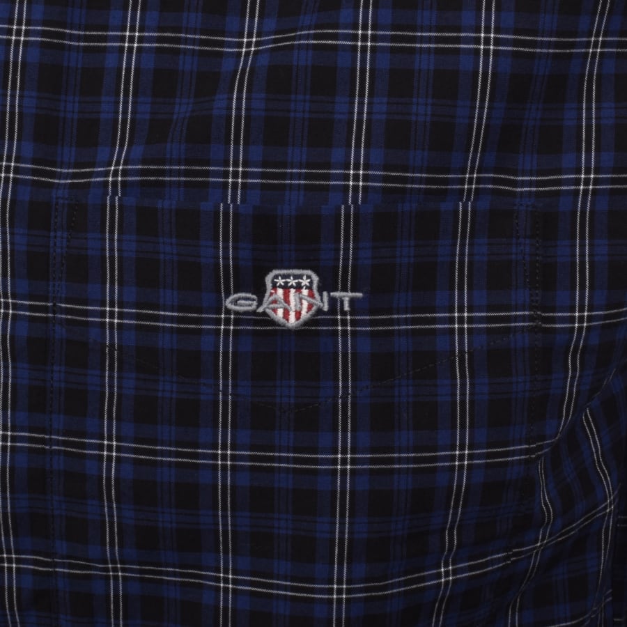 Image number 3 for Gant Long Sleeved Poplin Check Shirt Blue