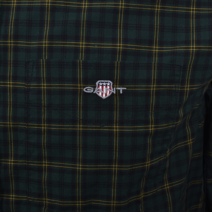 Image number 3 for Gant Long Sleeved Poplin Check Shirt Green