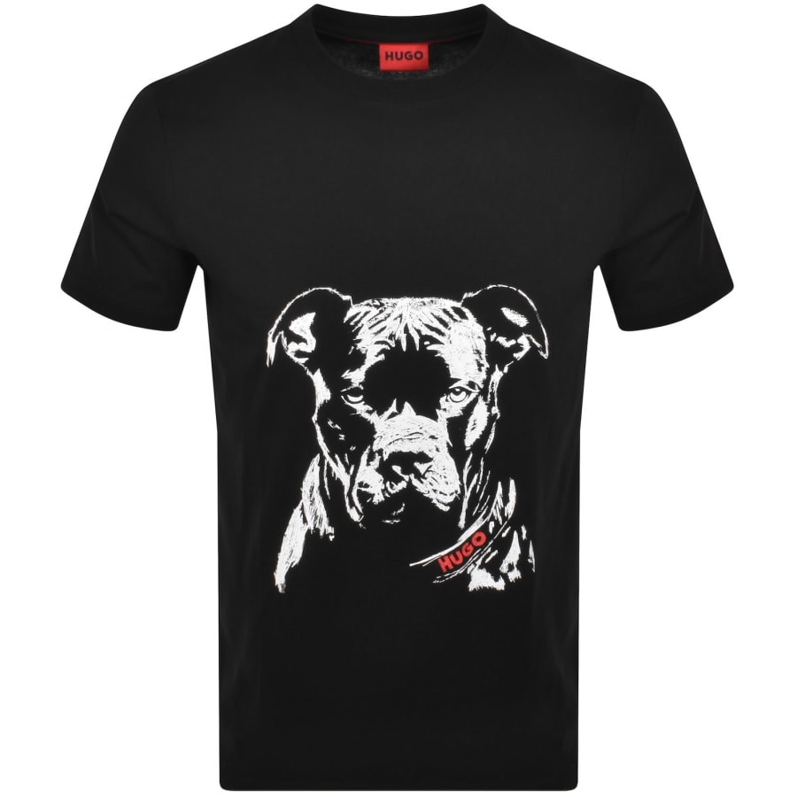 Image number 1 for HUGO Dubrox Dog Artwork T Shirt Black