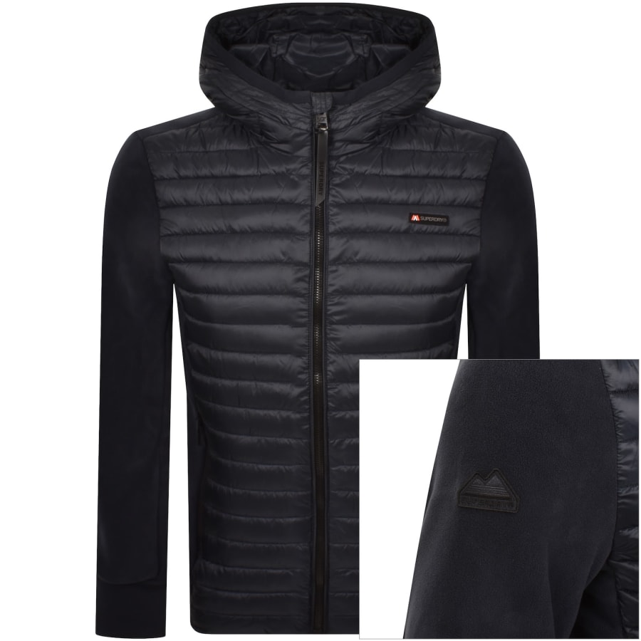Image number 1 for Superdry Storm Fleece Hybrid Jacket Navy