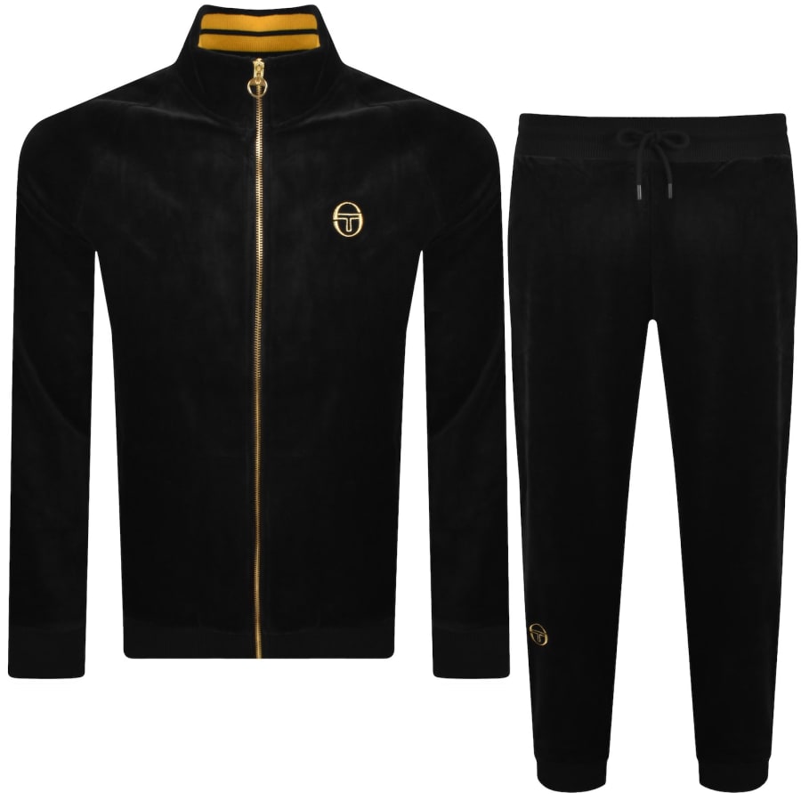 Image number 1 for Sergio Tacchini Court Velour Tracksuit Black