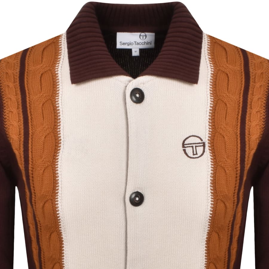Image number 2 for Sergio Tacchini Bruni Knit Cardigan Brown