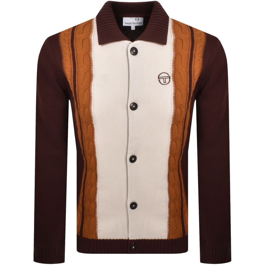 Image number 1 for Sergio Tacchini Bruni Knit Cardigan Brown