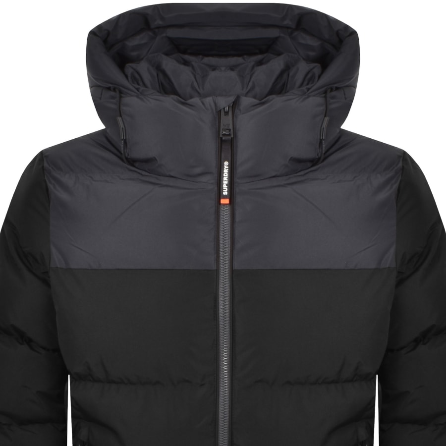 Image number 3 for Superdry Colour Block Hooded Puffer Jacket Black