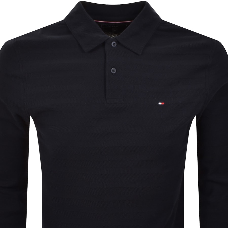 Image number 2 for Tommy Hilfiger Herringbone Polo T Shirt Navy