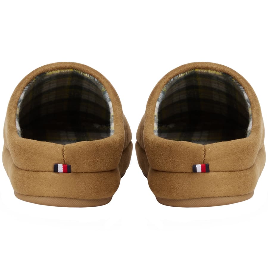 Image number 3 for Tommy Hilfiger Check Lined Slippers Khaki