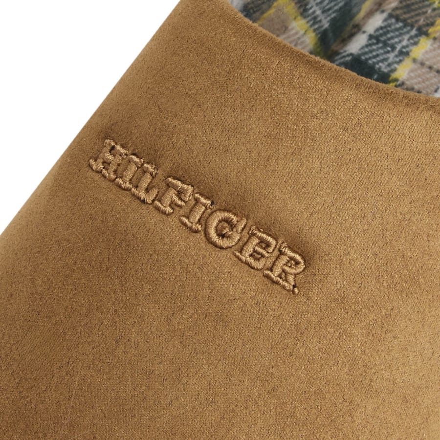 Image number 4 for Tommy Hilfiger Check Lined Slippers Khaki