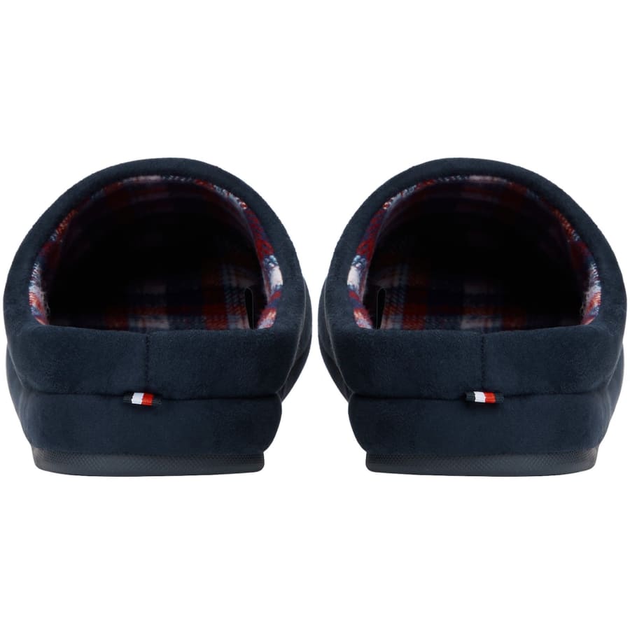 Image number 3 for Tommy Hilfiger Check Lined Slippers Navy
