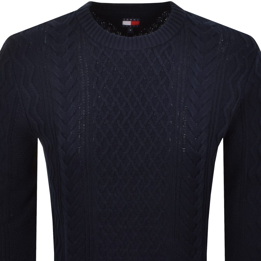Image number 2 for Tommy Jeans Cable Knit Jumper Navy