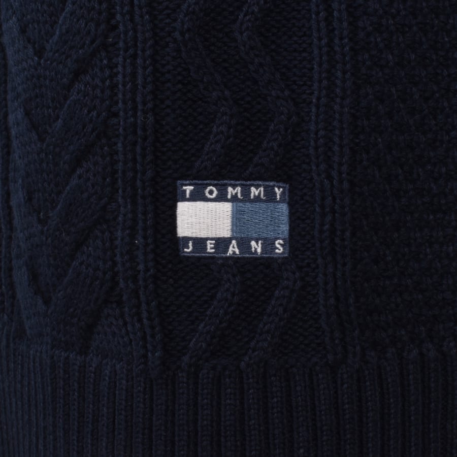 Image number 3 for Tommy Jeans Cable Knit Jumper Navy